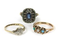 Lot 1180 - A 9ct gold split pearl and turquoise ring