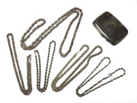 Lot 1216 - Silver cigarette case and silver chains