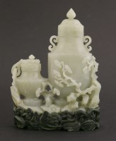 Lot 111 - A jade double vase
