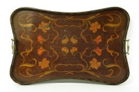 Lot 243 - An Edwardian mahogany and inlaid serpentine tray