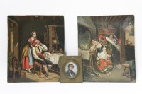 Lot 155 - A pair of oils on metal - interior scenes