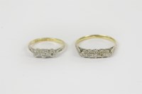 Lot 32 - An 18ct gold three stone illusion set heart shaped diamond ring
