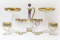 Lot 203 - A pair of early 20th century Bohemian gilded and enamelled glass tazzas