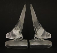 Lot 170 - A pair of Lalique 'Hirondelle' glass bookends