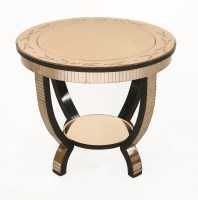 Lot 256 - An Art Deco pink mirror lamp table