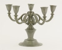 Lot 208 - A Just pewter five-branch candelabra