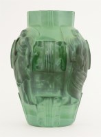 Lot 345 - A 'Schlevogt' Czechoslovakian malachite glass vase