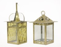 Lot 27 - An Arts & Crafts brass hall lantern