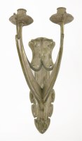Lot 129 - A silver-plated twin-branch wall light