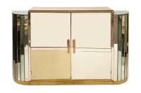 Lot 307 - A pink and green tinted mirror-mounted side cabinet