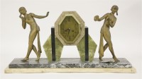 Lot 266 - An Art Deco marble and onyx mantel clock