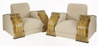 Lot 271 - An Art Deco walnut three-piece suite