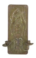 Lot 131 - A Newlyn copper twin-branch wall sconce