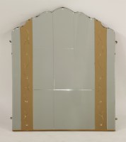 Lot 348 - A clear and pink tinted overmantel mirror