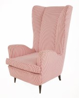 Lot 749 - A houndstooth upholstered red and white armchair