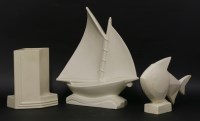 Lot 359 - Three French pottery centrepieces