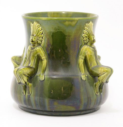 Lot 17 - An Ault green and yellow mottled glaze jardinière