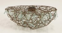 Lot 673 - A wrought iron and glass chandelier