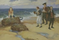 Lot 336 - Gordon Browne (1858-1932)
'AN UNCOMMON OBJECT ON THE SEASHORE'
Inscribed on label verso