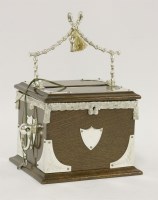 Lot 139 - An oak and silver-plated cigar box