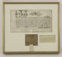 Lot 117 - An Elizabeth I vellum Royal Pardon and seal