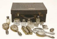 Lot 1193 - A crocodile skin gentlemen's travelling case stamped with gilt initials 'B.E.D.C.'