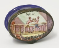 Lot 81 - A rare oval enamel patchbox