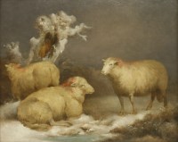 Lot 230 - Follower of George Morland
SHEEP IN A WINTER LANDSCAPE
Bears signature