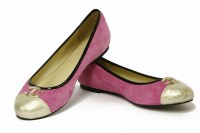Lot 1428 - A pair of Just Cavalli pink suede ballet pump shoes