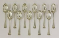 Lot 417 - A matched set of eleven George II/III Irish silver tablespoons