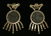 Lot 246 - A pair of Continental gold earrings