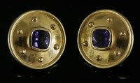 Lot 291 - A pair of 18ct gold tanzanite earrings