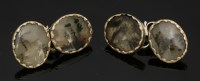 Lot 20 - A pair of Georgian gold and silver moss agate cufflinks