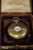 Lot 352 - An 18ct gold side wind half hunter pocket watch