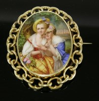 Lot 24 - A Victorian Berlin painted porcelain plaque brooch