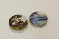 Lot 562 - A George V silver and enamel powder compact and a Continental enamel and silver-gilt box
