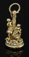 Lot 120 - A 9ct gold bloodstone and turquoise set seal