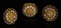 Lot 256 - A Continental gold and opal set earrings and ring suite