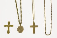 Lot 48 - A gold cross with engraved initials