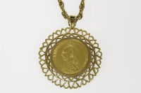 Lot 50 - An 1890 sovereign claw set in a 9ct gold pendant mount