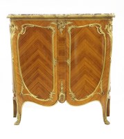 Lot 557 - A Louis XV design kingwood side cabinet