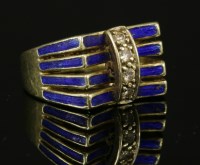 Lot 237 - A Continental diamond and enamel ring