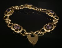 Lot 114 - An Edwardian Art Noveau-style amethyst bracelet