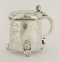 Lot 464 - A Scandinavian silver tankard and cover 
maker's mark 'K'