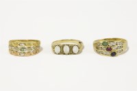 Lot 103 - A 9ct gold three stone opal cabochon ring