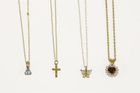 Lot 8 - A 9ct gold garnet and cubic zirconia heart shaped pendant on a 9ct gold Prince of Wales chain