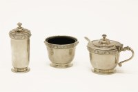Lot 196 - A Mappin and Webb three piece silver cruet set