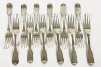 Lot 151 - Twelve Victorian fiddle and thread pattern dessert forks