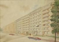 Lot 341 - ...Valentin (Belgian architect)
DESIGNS FOR APARTMENTS
Signed and inscribed 'l'Architecte - c.16.12.56' l.r.