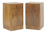 Lot 548 - A pair of Art Deco walnut pot cupboards